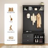 PAGED 70.9 inch Hall Tree for Entryway,6-in-1 Coat Rack with 7 Coat Racks and Shoe Storage,Entryway Furniture for Hallway,Living Room,Bedroom,Black - 3 of 4