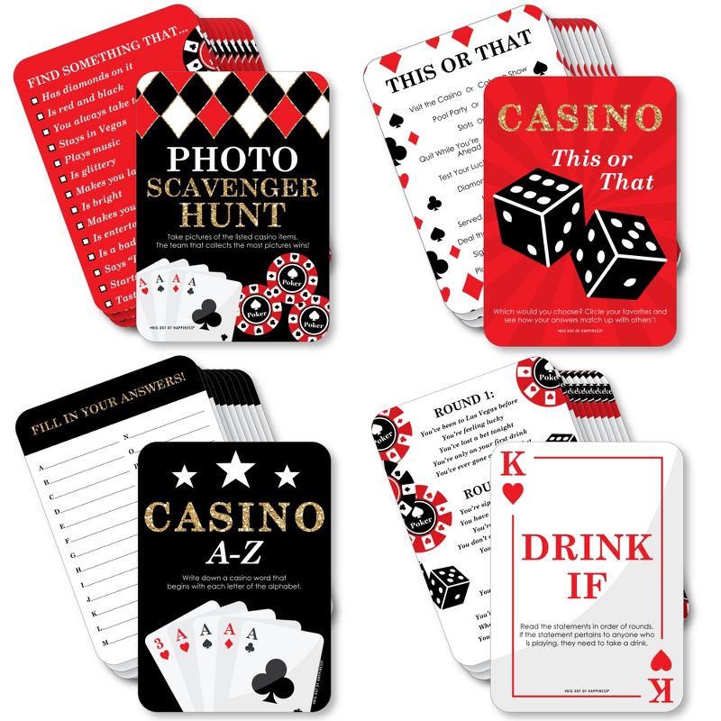 Big Dot of Happiness Las Vegas - 4 Casino Party Games - 10 Cards Each - Gamerific Bundle, 1 of 9
