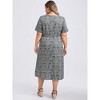 GRACE & GRANDEUR Women's Plus Size V Neck Short Sleeve Floral Print Shirred Pockets Boho T-Shirts Dresses - 3 of 4