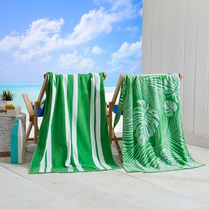 2pk 30" x 60" Print and Stripe Cotton Beach Towels - Great Bay Home - 1 of 4