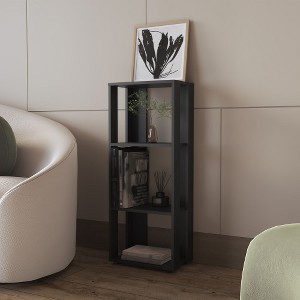Aoxun Bookcase – Tall Black Open Shelf Unit with Scratch-Resistant Finish, Compact Storage for Small Spaces - 1 of 4