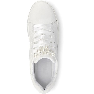 Женские кроссовки Lascana Women's Pearl Accent Sneakers - LASCANA - White Solid 8 — фото 3