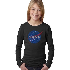 LA Pop Art Girl's Word Art Long Sleeve - NASA's Most Notable Missions - 1 of 4