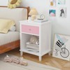 KWPZQEB 26.77'' Nightstand with Drawer and Open Locker, Wooden Side Table Night Stand for Bedroom, Living Room - 2 of 4