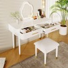 40" Modern Vanity Table Set with Mirror Touch Screen Lighted Mirror, Dressing Table and Cushioned Stool Set with 2 Large Drawers, White - 2 of 4