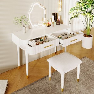 PAGED Vanity Table with Drawers and Lights, 40" Modern Vanity Table Set with Mirror Touch Screen Lighted Mirror - 1 of 4