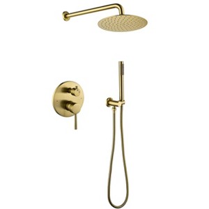 Okak Dual Shower Head with 10IN Rain Shower Head and Handheld Head, High Pressure Shower Heads with 2 Way Pressure Balance Valve Kit - 1 of 4