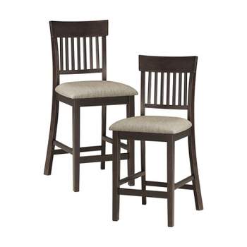 Balin Counter Height Wood Slat Back Dining Chair Set in Brown (Set of 2) - Lexicon