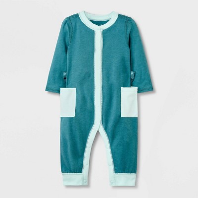Baby Long Sleeve Snap Adaptive Pants Romper - Cat & Jack™ Green Newborn