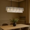 ALOADECOR 5-Light 39'' Matte Black Rectangle Elegant Ribbed Glass Chandelier Vintage Art Glass Pendant Light For Dining Room Ktichen Island - 3 of 4