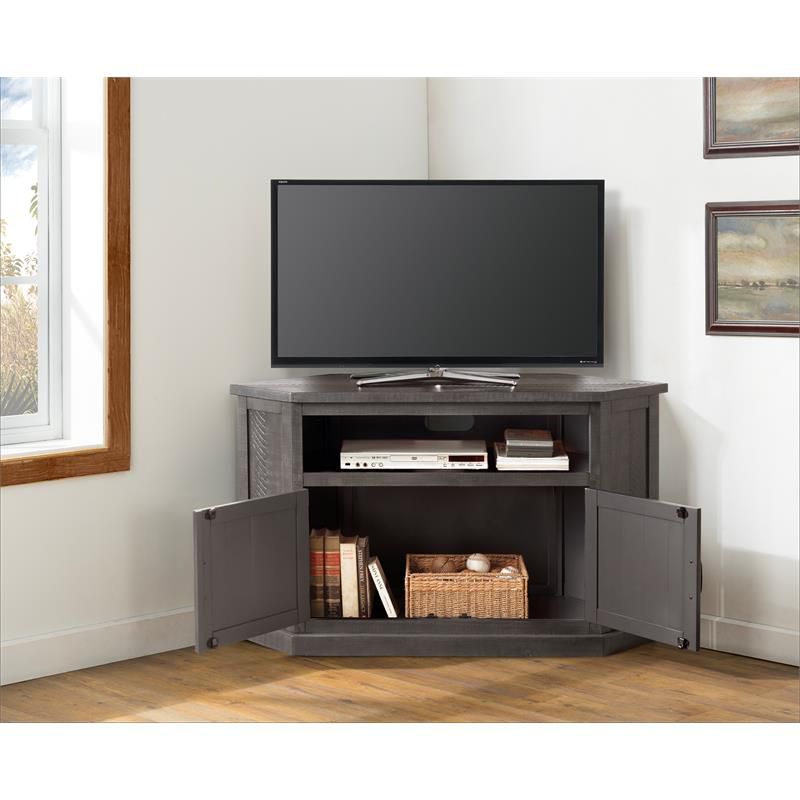 Rustic Corner 50" Solid Wood TV Stand Gray - Martin Svensson Home, 3 of 10