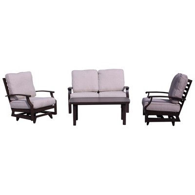 Courtyard Casual Madison 4 pc Loveseat Motion Seating Group  Includes:  One Loveseat, Two Motion Club Chairs and One Coffee Table