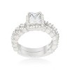 Slickblue 2.4 Ct Clear Halo Radiant Wedding Set for Women, Prong Set Rhodium Plated, Ring Sizes 5-10 - 3 of 4