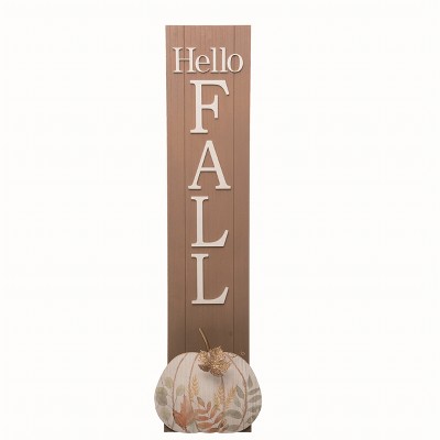 Transpac Wood Brown Harvest Hello Fall Porch Decor : Target