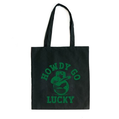City Creek Prints Howdy Go Lucky Disco Ball Canvas Tote Bag - 15x16 - Black