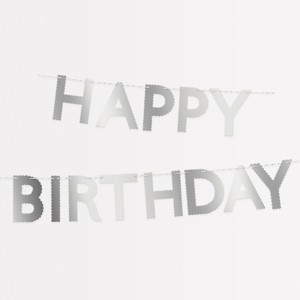 Meri Meri Silver Scallop Happy Birthday Garland (10' with excess cord - Pack of 1) - 1 of 3