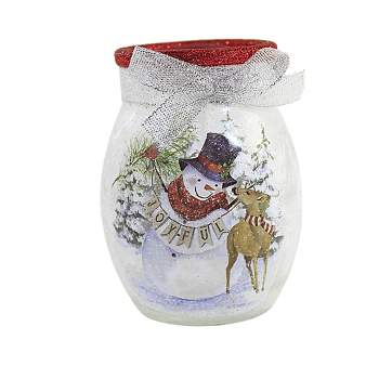 Stony Creek Snowman With Scarf Lighted Vase - One Lighted Vase 12.0 Inches  - Snowflakes Christmas - Emr1302 Ear Muff - Glass - Multicolored : Target