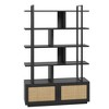 71.1 Inch Tall Industrial Style 5-Tier Rattan Bookcase with Storage Cabinet and Door, - 4 of 4