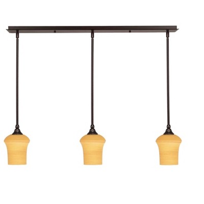 Toltec Lighting Any 3 - Light Chandelier in  Dark Granite with 5.5" Zilo Cayenne Linen  Shade