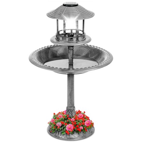 Best Choice Products Solar Outdoor Bird Bath Pedestal Fountain Garden Decoration w/ Fillable Planter Base - image 1 of 4