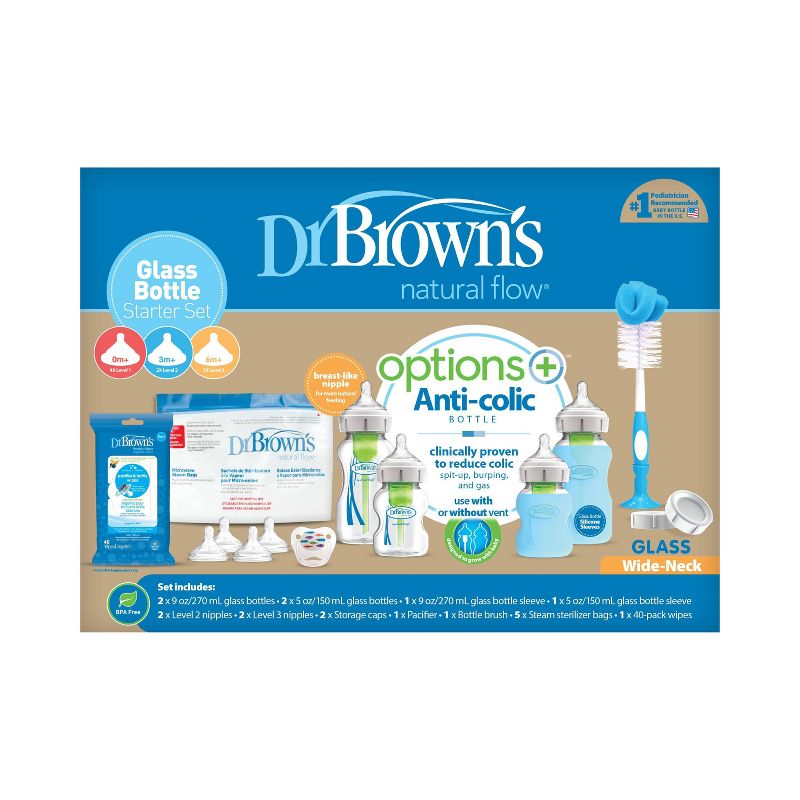 Dr. Brown&#39;s Anti-Colic Wide Neck Glass Baby Bottle Gift Set - 14ct, 2 of 13