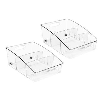 Sorbus 2 Large Clear Organizing Bin on Wheels with Dividers - for Kitchen, Cabinet Organizer, Pantry & Refrigerator