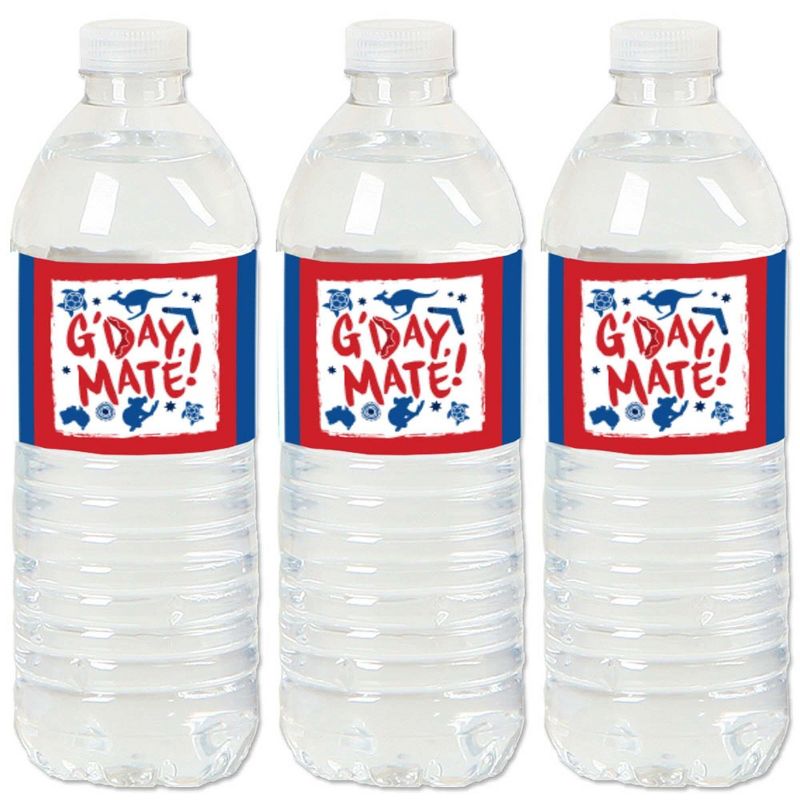 Big Dot of Happiness Australia Day - G'Day Mate Aussie Party Water Bottle Sticker Labels - Set of 20, 1 of 6