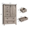 5 Drawers Dresser for Bedroom, Farmhouse Tall Chest of Drawers with Sliding Barn Door - 2 of 4