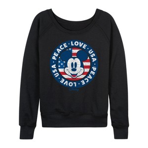 Women's - Disney - Americana Lightweight French Terry Wide Neck Long Sleeve Shirt - 1 of 4