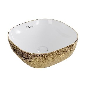 ALFI  Isabella Plus Collection Square Above Mount Basin with an Embossed Exterior, Smooth Interior, and Center Drain - 1 of 4