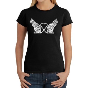 LA Pop Art Cat Tail Hearts - Women's Word Art T-Shirt - 1 of 4