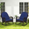 Costway Patio Wicker Rocking Chair W/Seat Back Cushions & Lumbar Pillow Porch Off White/Orange/Gray/Black/Blue - 4 of 4