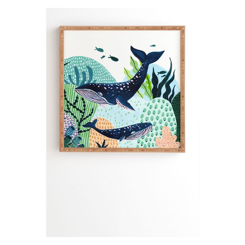 Ambers Textiles Blue Whale Family Framed Wall Art Green - society6, 1 of 4