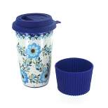 Blue Rose Polish Pottery Daphne Travel Coffee Mug