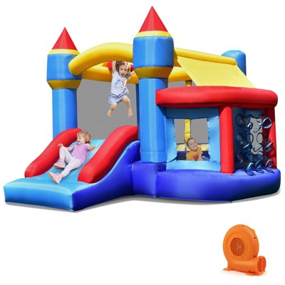 Infans Inflatable Bounce House Castle Slide Bouncer Kids Basketball Hoop W/550W
