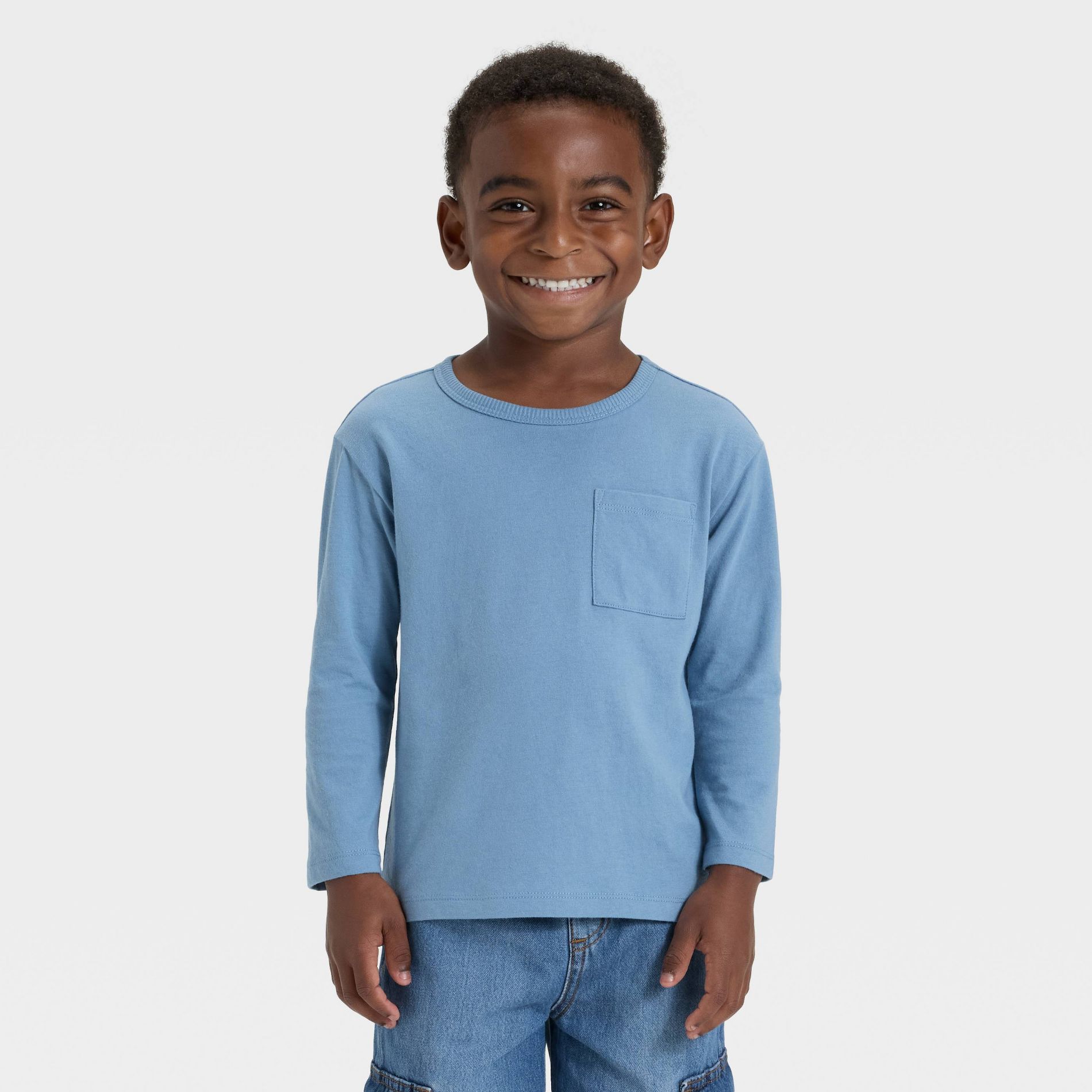 Toddler Boys' Long Sleeve Relaxed T-Shirt - Cat & Jack™ Light Blue 2T