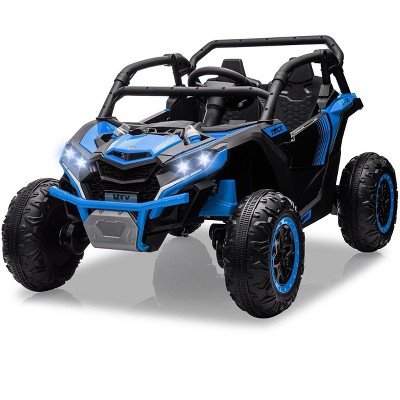Black 24V 2 Seater Kids Ride On Electric Car With Remote Control  Led Lights Music Usb And All Terrain Performance Black