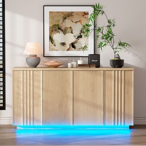 Fredees 63-Inch Modern Sideboard with Charging Station and LED Lights, Adjustable Shelves – Suitable for Kitchen, Dining Room, or Living Room. - 1 of 4