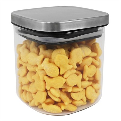 Michael Graves Design Small 27 Ounce Square Borosilicate Glass Canister with Stainless Steel Top