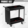 2 Tier Metal Utility Cart,330 Lbs Metal Heavy Duty Collapsible Utility Cart On Wheels,for Mechanic, Garage,Workshop, Warehouse & Repair Shop，Black - 4 of 4