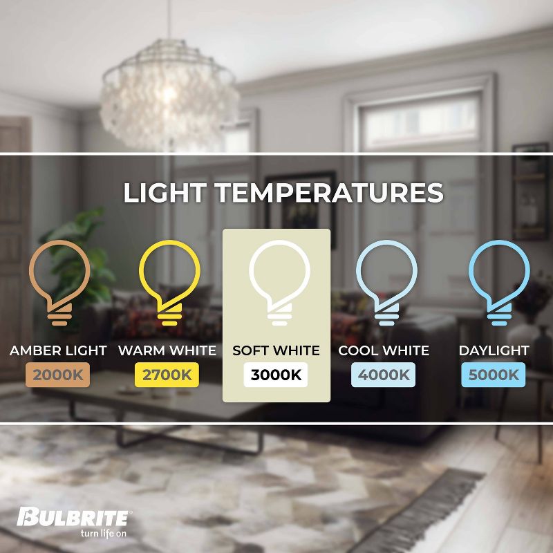 Bulbrite 4pk 5W LED Filament Clear Glass Light Bulbs Clear, 5 of 9