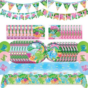 Treasures Gifted Girl Dinosaur Party Supplies Complete Set for 24 Guests - 1 of 1