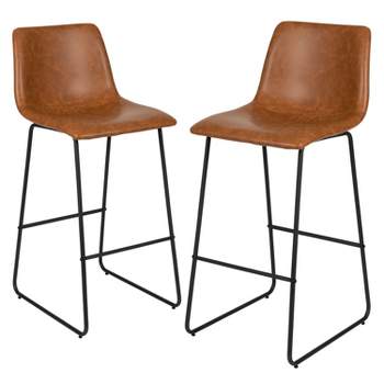 Flash Furniture 30 Inch Commercial Grade LeatherSoft Bar Height Barstools, Set of 2