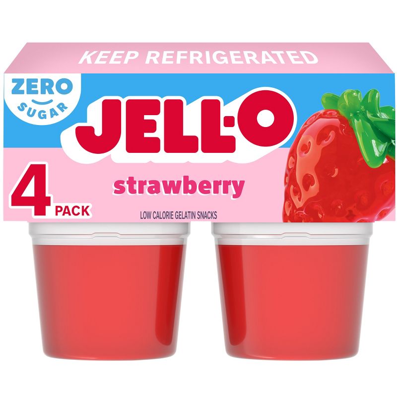 Jell-O Strawberry Sugar Free Jello Cups Gelatin Snack - 12.5oz/4ct, 1 of 12
