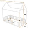 House Bed Frame, Solid Pine Wood with Fence and Door, No Box Spring Needed, Roof Play Design for Kids Bedroom - Baofuwish - 4 of 4
