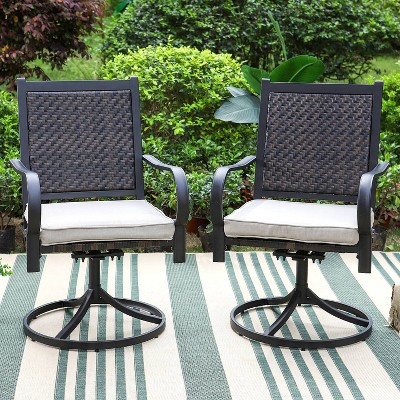 Rattan Wicker 360 Swivel Patio Dining Chairs - Captiva Designs