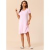 cheibear Women's Ruffle Round Neck Short Sleeve Loungewear Nightshirts - 2 of 4