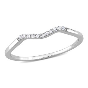 EVERLY JEWELRY |10K White Gold Diamond Accent Chevron Wedding Band Ring - 1 of 4