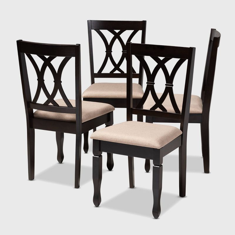 Set of 4 Reneau Finished Wood Dining Chairs Brown - Baxton Studio: Upholstered, Espresso, Modern Style, 1 of 9