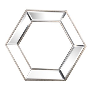 GlasFlength Decorative Wall Mirrors Rhombus Accent Mirror Wall Mirror Polished Mirror Decorative Mirror for Living Room, Silver, 20.7"*1.6"*17.9" - 1 of 4
